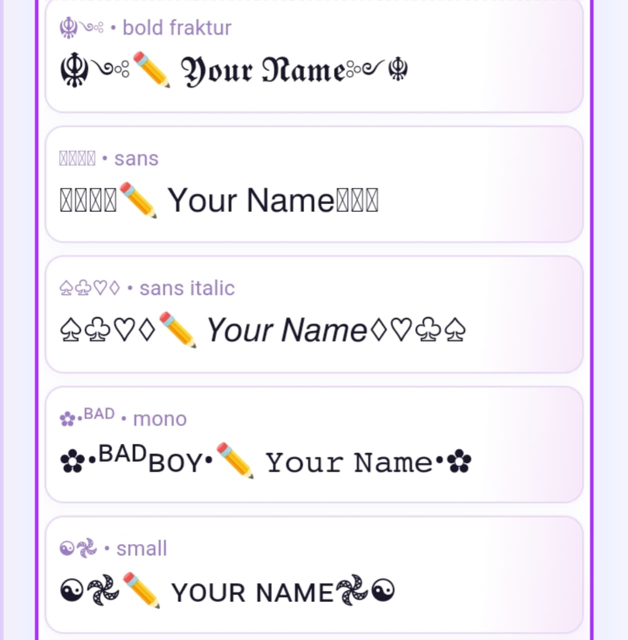 Nickname Fancy Fonts