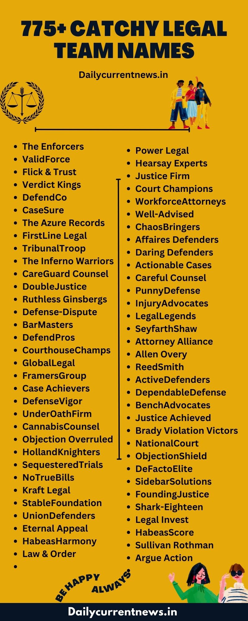Legal Team Names Infographics