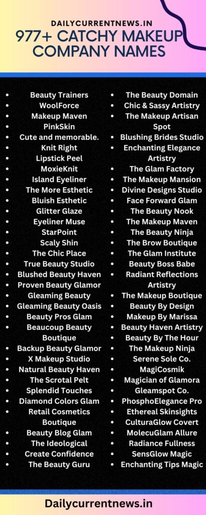 Makeup Company Names List