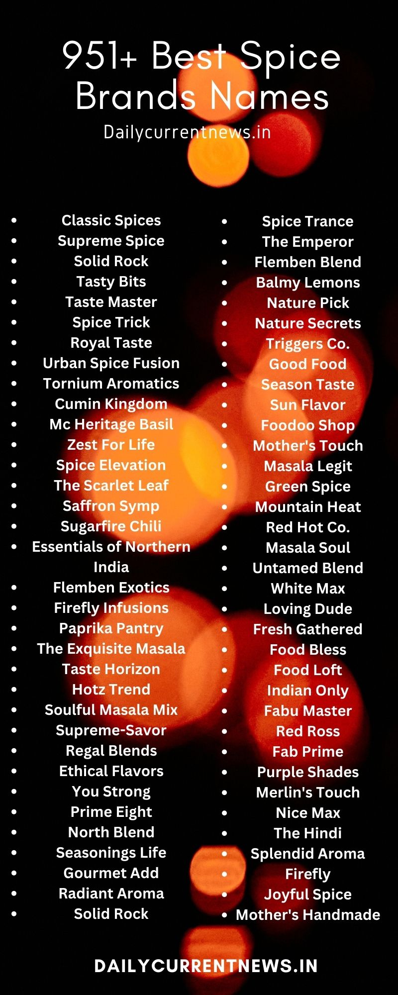 Spice Brand Names Idea Infographics