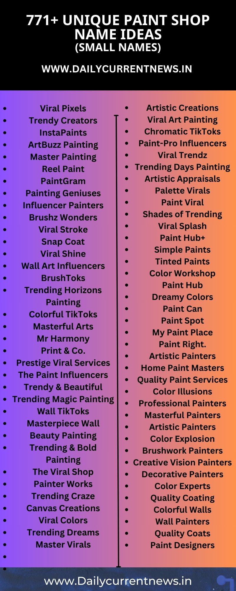 Unique Paint Shop Name Ideas